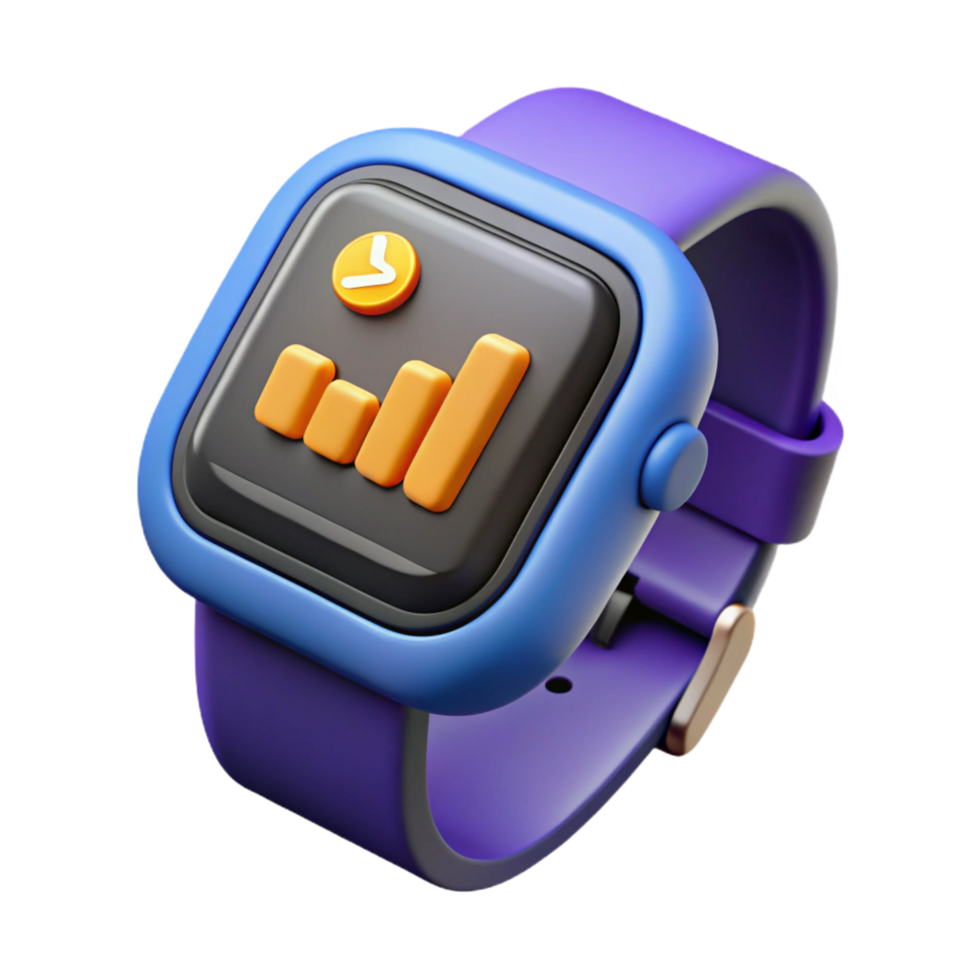 pristine geometric Smartwatch displaying fitness data NO BACKGROUND with Transparent Background. gallery standard png