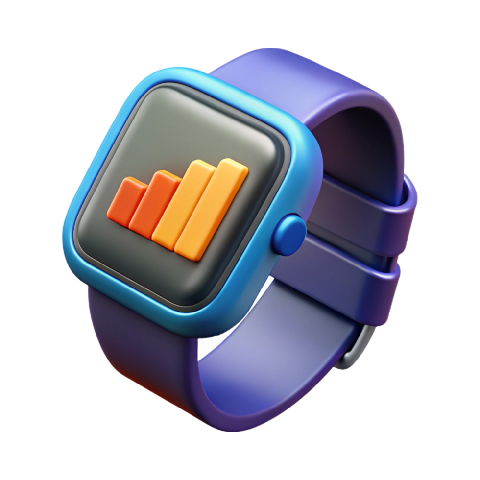 radiant inspired Smartwatch displaying fitness data NO BACKGROUND with Transparent Background. png