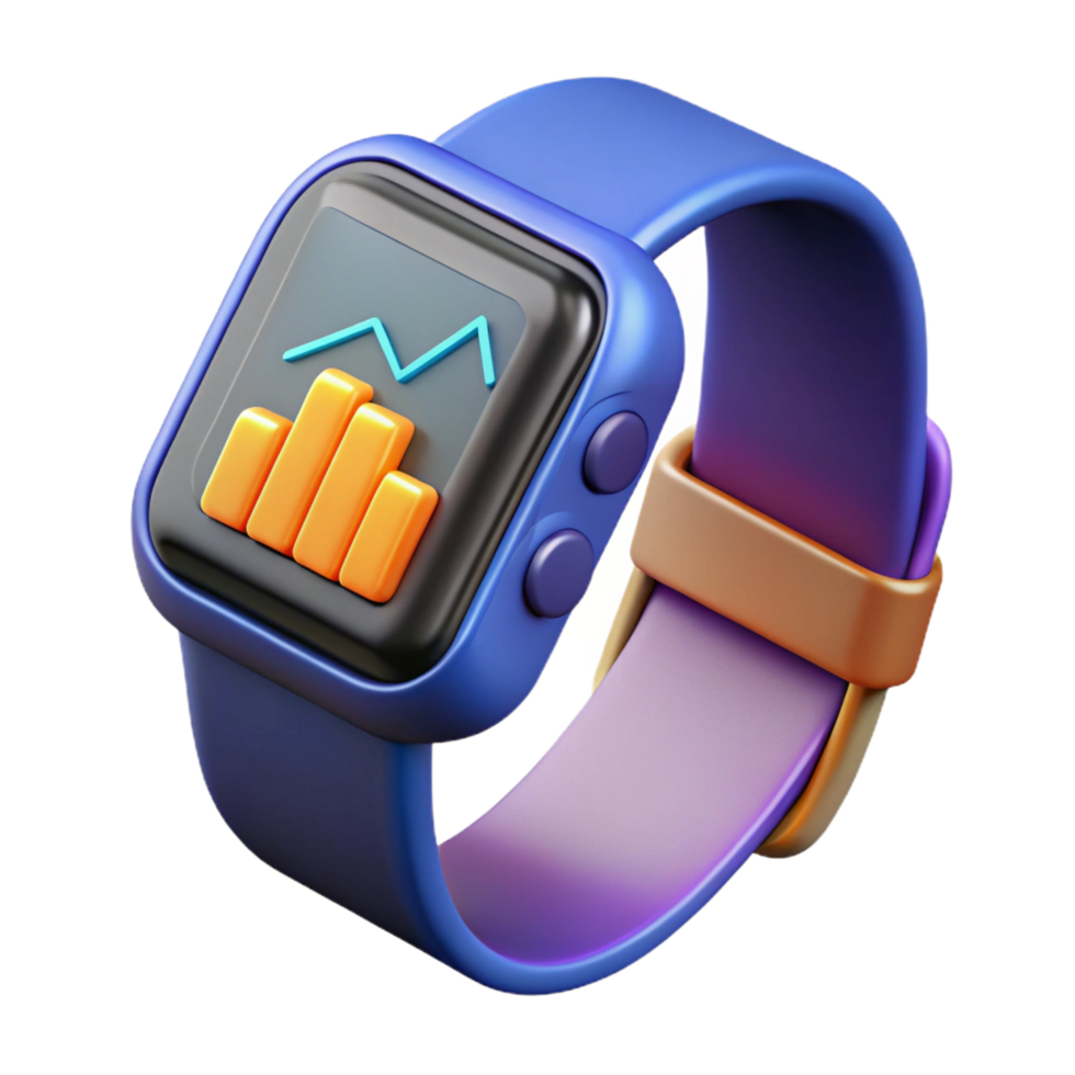 splendid mysterious impressionist Smartwatch displaying fitness data NO BACKGROUND with Transparent Background. premium png