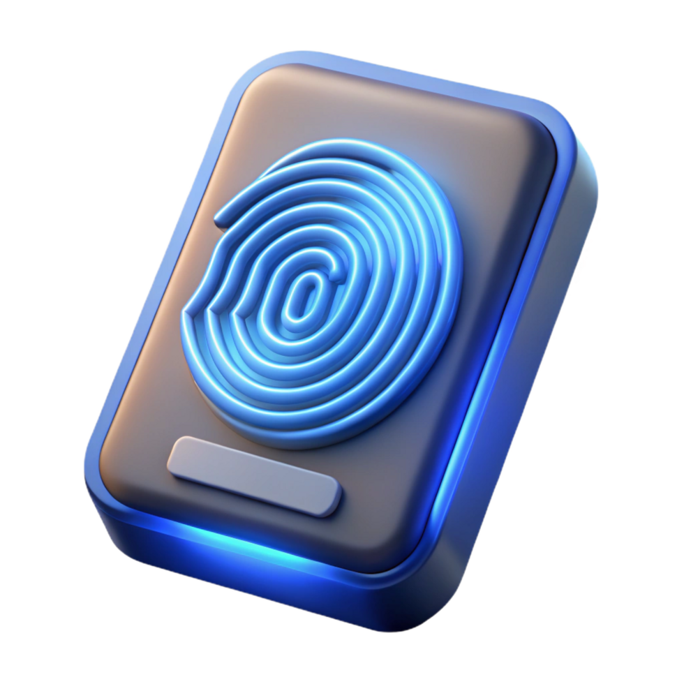 stunning dramatic impressionist Fingerprint scanner with glowing light NO BACKGROUND with Transparent Background. premium png