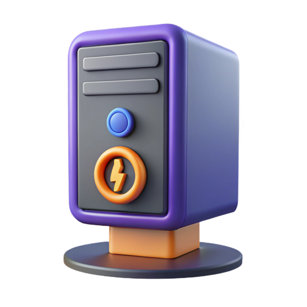 splendid dreamy traditional Desktop computer tower with power button NO BACKGROUND with Transparent Background. professional png