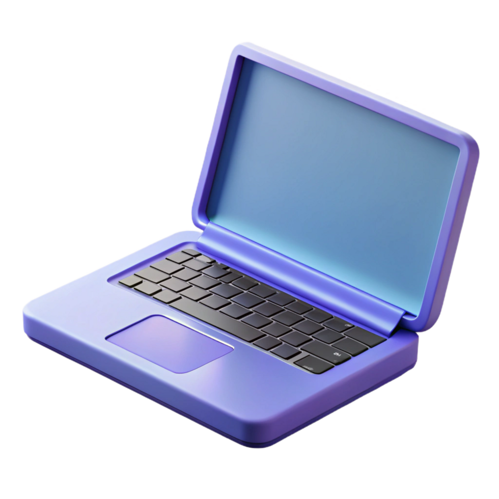 fascinating nostalgic creative Laptop computer with open lid NO BACKGROUND with Transparent Background. museum quality png