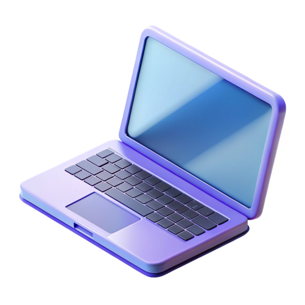 pristine bold classic Laptop computer with open lid NO BACKGROUND with Transparent Background. refined png