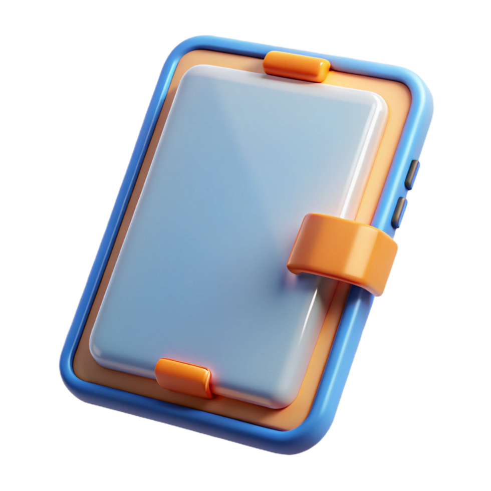 serene retro Tablet with protective case NO BACKGROUND with Transparent Background. high resolution png
