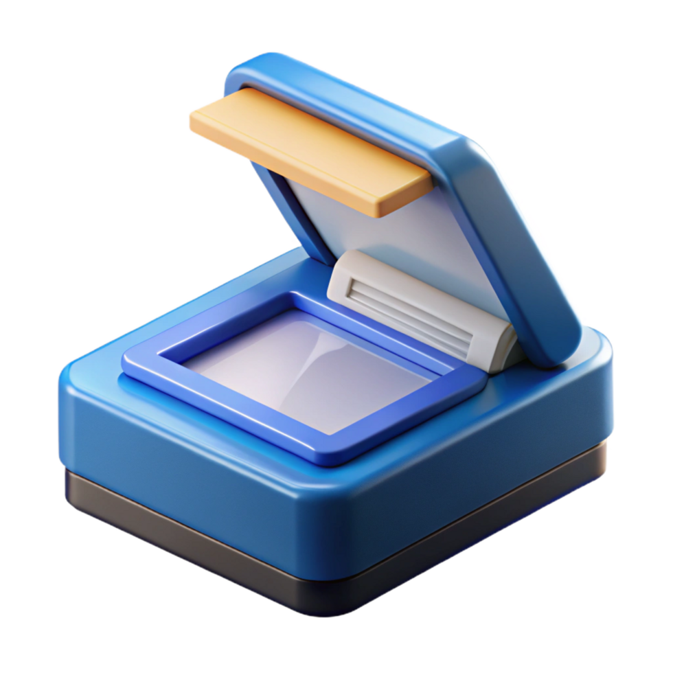striking energetic art deco Scanner with document feeder NO BACKGROUND with Transparent Background. museum quality png