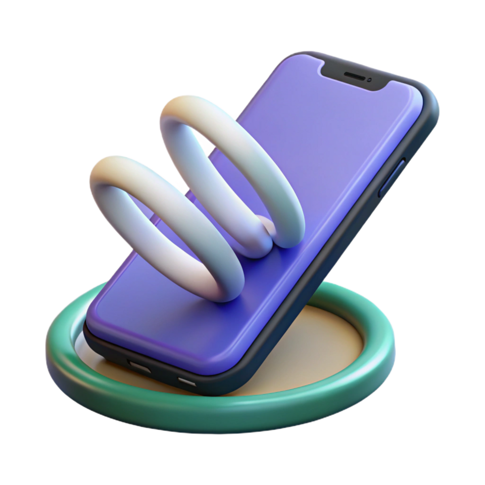 playful impressive Smartphone with wireless charging coil NO BACKGROUND with Transparent Background. crisp png