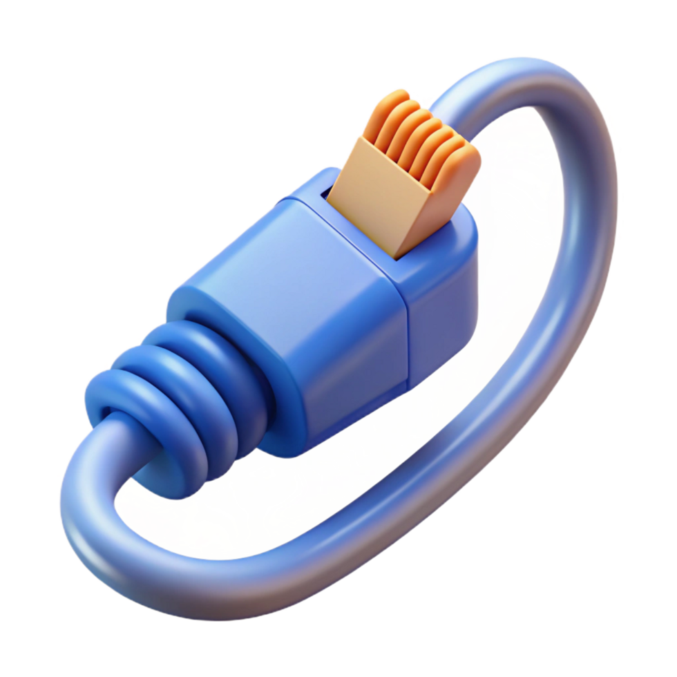striking passionate geometric Ethernet cable with RJ45 connector NO BACKGROUND with Transparent Background. professional png