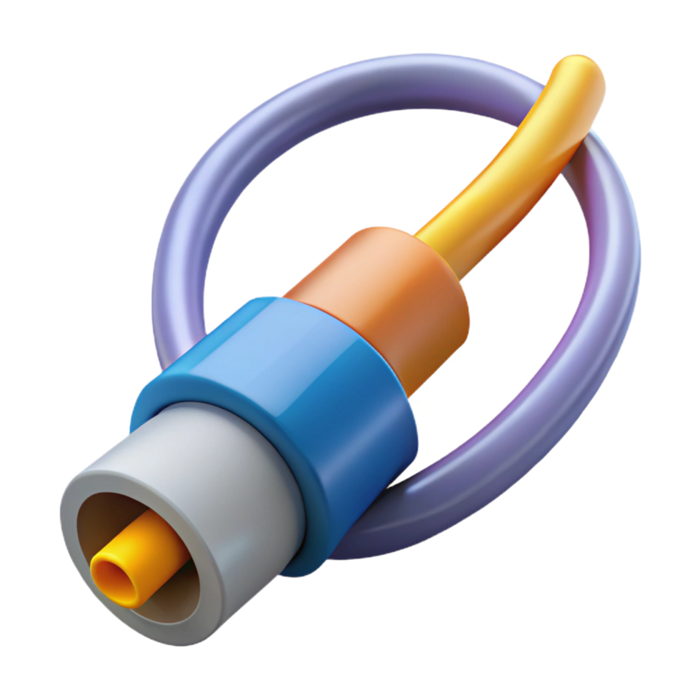 rare organic Fiber optic cable with connector NO BACKGROUND with Transparent Background. high quality png
