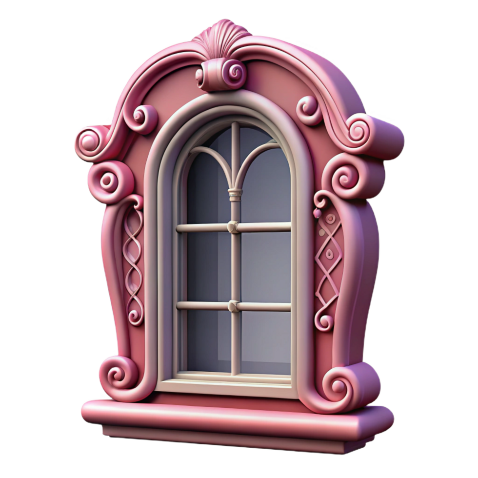 wonderful unparalleled Victorian window frame, intricate carvings, NO BACKGROUND with Transparent Background. png