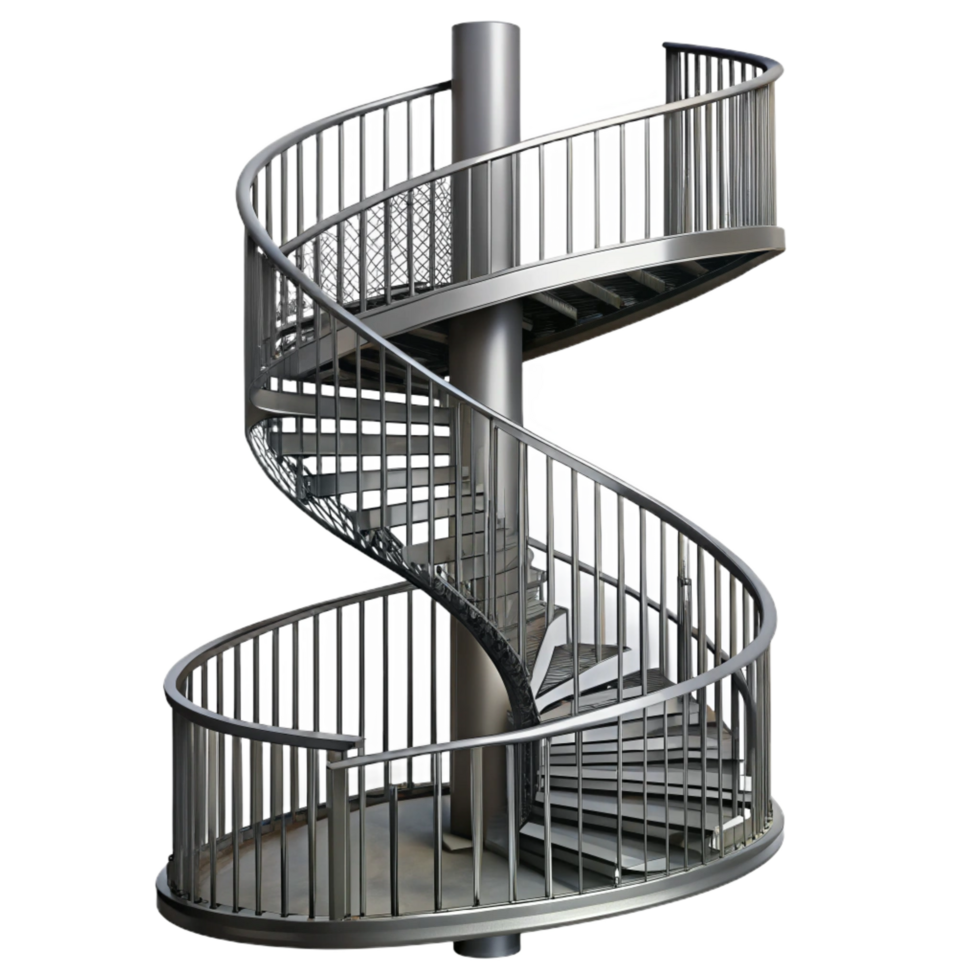 striking organic Spiral staircase, wrought iron, NO BACKGROUND with Transparent Background. professional png