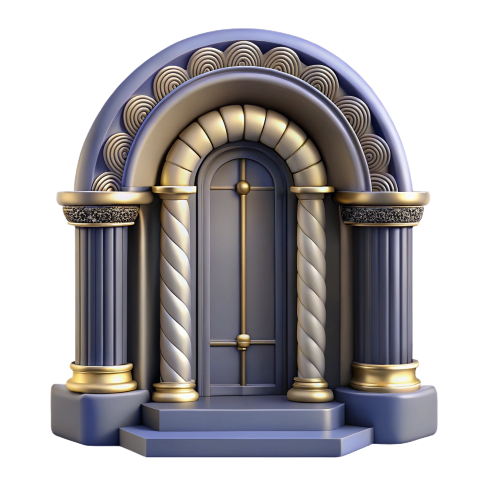 playful picturesque Art Deco doorway, ornate details, NO BACKGROUND with Transparent Background. genuine png