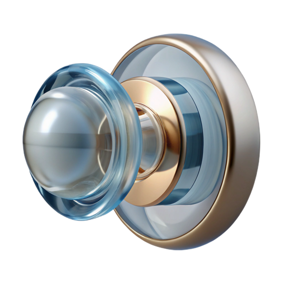 stunning organic Glass doorknob, modern design, NO BACKGROUND with Transparent Background. authentic png