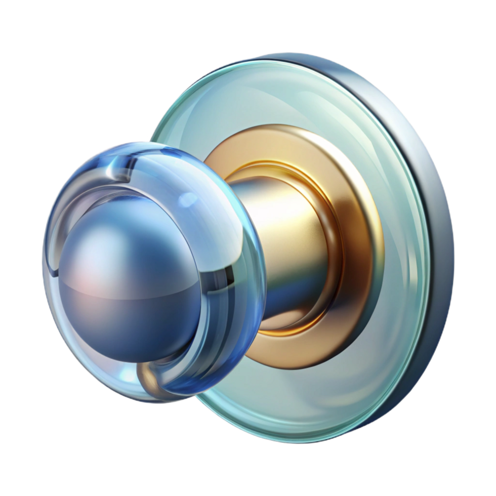 pristine playful organic Glass doorknob, modern design, NO BACKGROUND with Transparent Background. flawless png