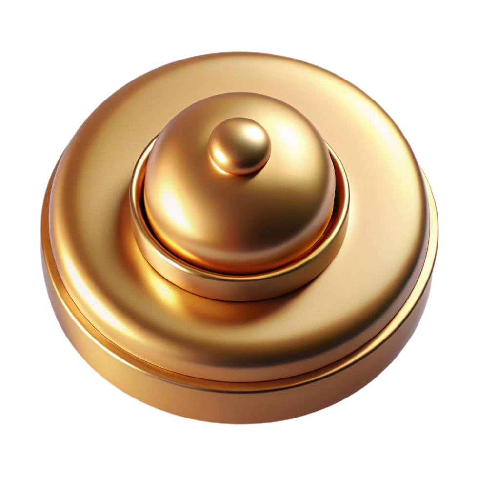 whimsical breathtaking Doorbell button, polished brass, NO BACKGROUND with Transparent Background. premium png