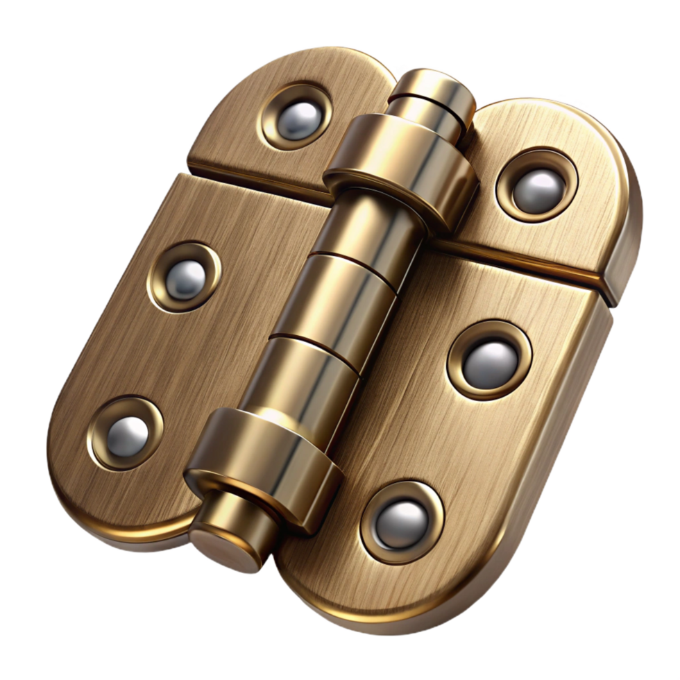 peaceful dramatic Door hinge, brass, antique, NO BACKGROUND with Transparent Background. expertly shot png