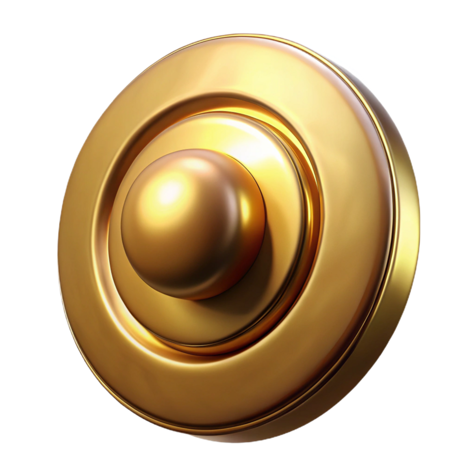 joyful immaculate Doorbell button, polished brass, NO BACKGROUND with Transparent Background. sharp png