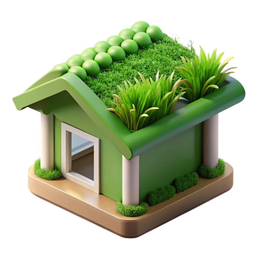 mysterious glorious Green roof section, vegetated, NO BACKGROUND with Transparent Background. 4K png