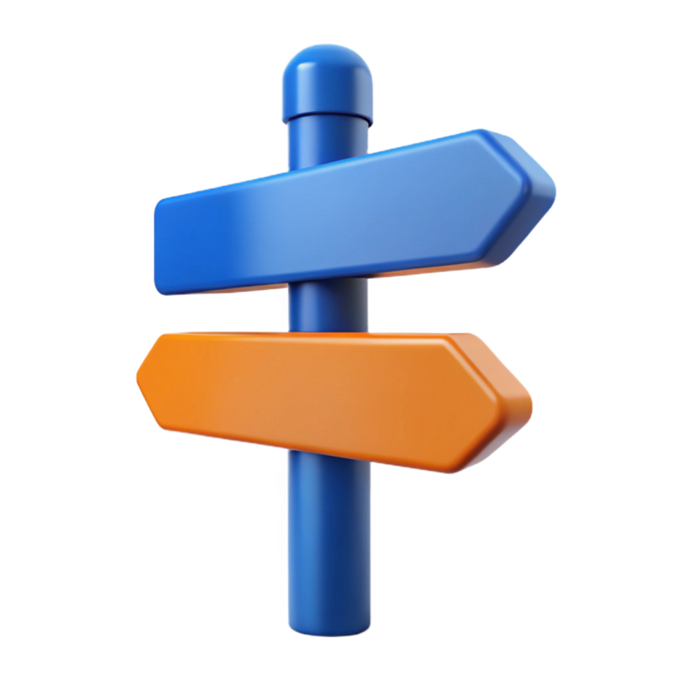 vibrant futuristic Street sign, directional arrow, NO BACKGROUND with Transparent Background. professional png