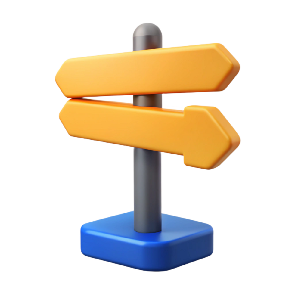impressive surreal Street sign, directional arrow, NO BACKGROUND with Transparent Background. crisp png