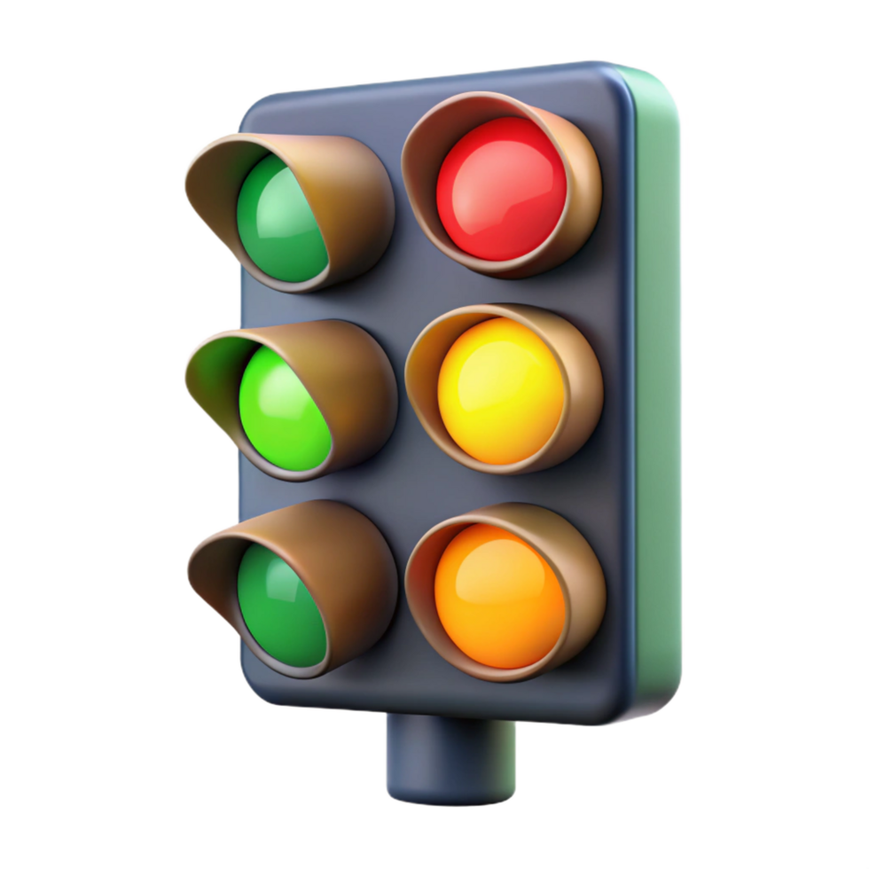 striking exemplary Traffic light, LED signals, NO BACKGROUND with Transparent Background. png