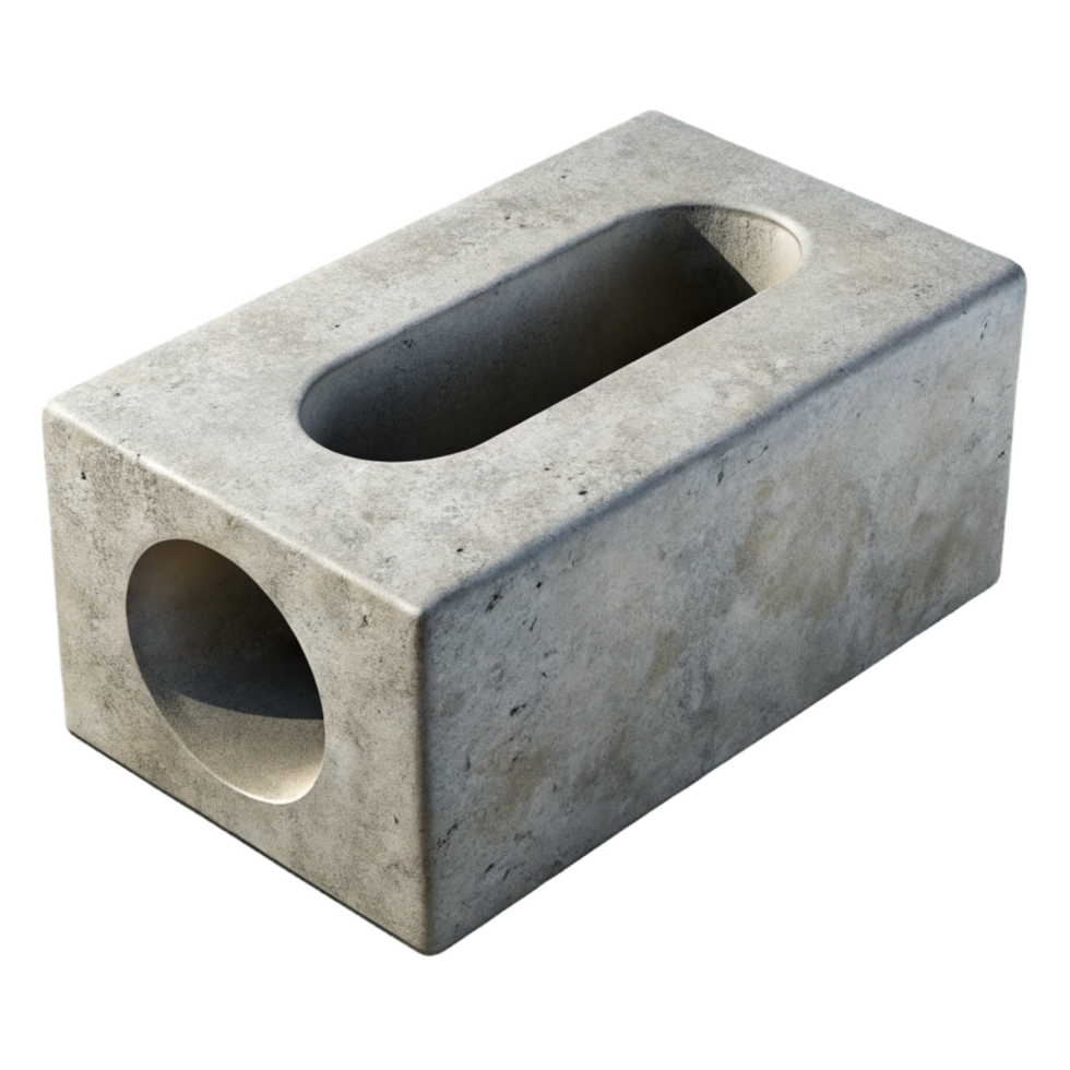 serene nordic Concrete block, hollow core, NO BACKGROUND with Transparent Background. 8K png