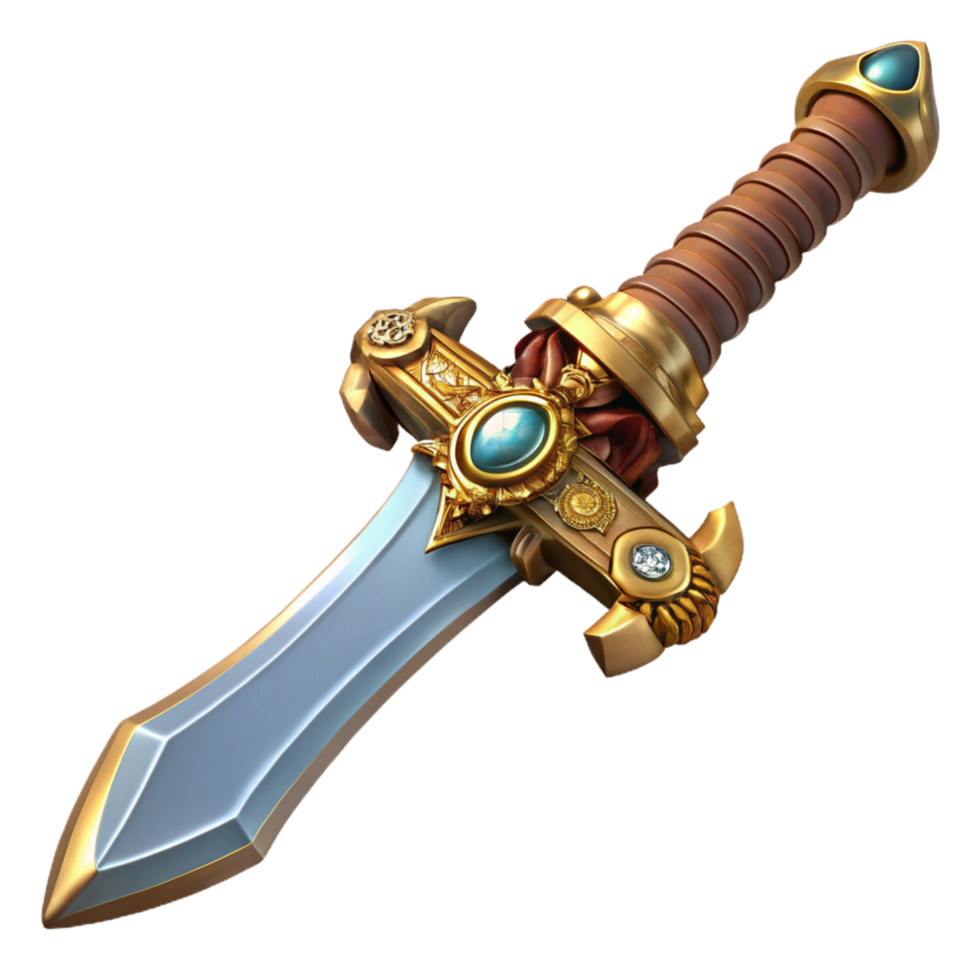 magnificent futuristic Steampunk sword with ornate hilt and etched blade. NO BACKGROUND with Transparent Background. perfect clarity png