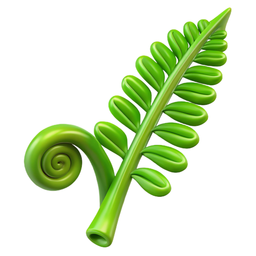 unparalleled vintage Green fern frond unfurling NO BACKGROUND with Transparent Background. impeccable png