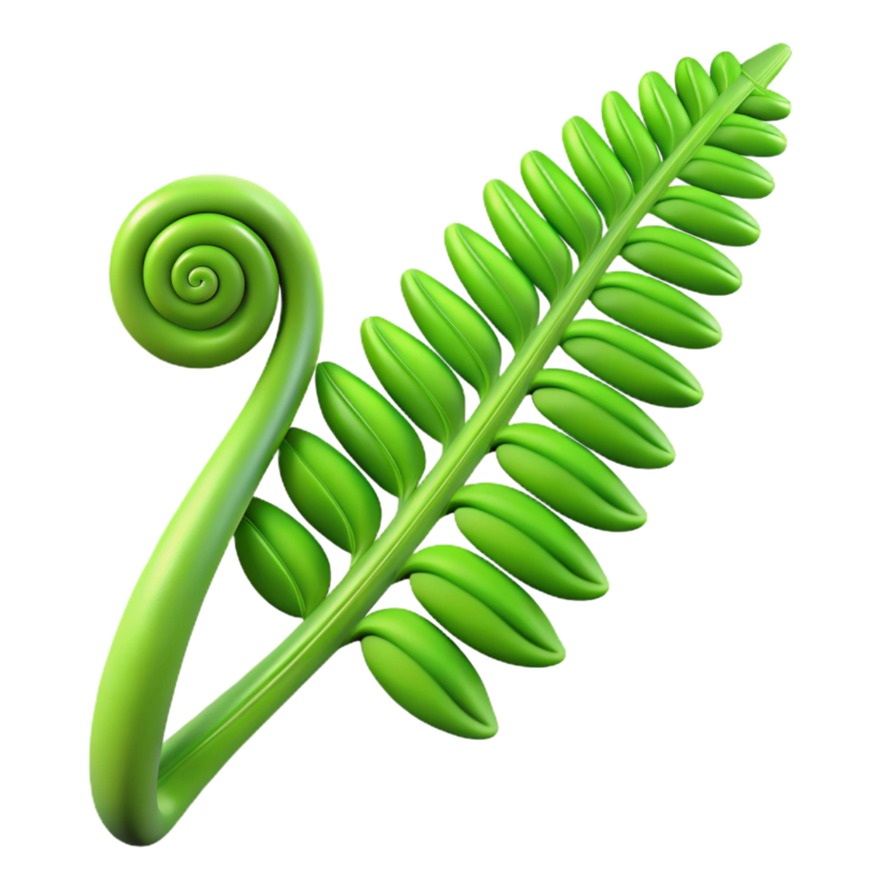 peaceful mesmerizing Green fern frond unfurling NO BACKGROUND with Transparent Background. sharp png