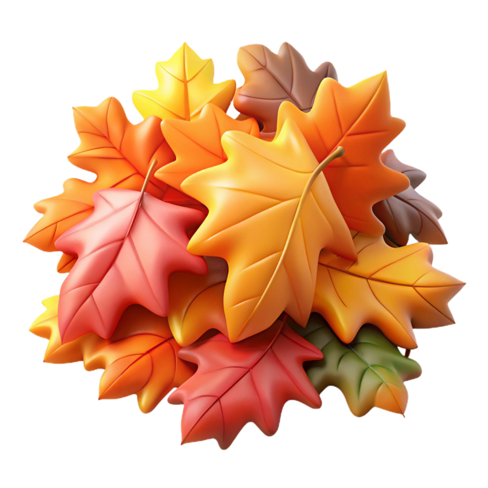 pristine organic Pile of colorful autumn leaves NO BACKGROUND with Transparent Background. premium png