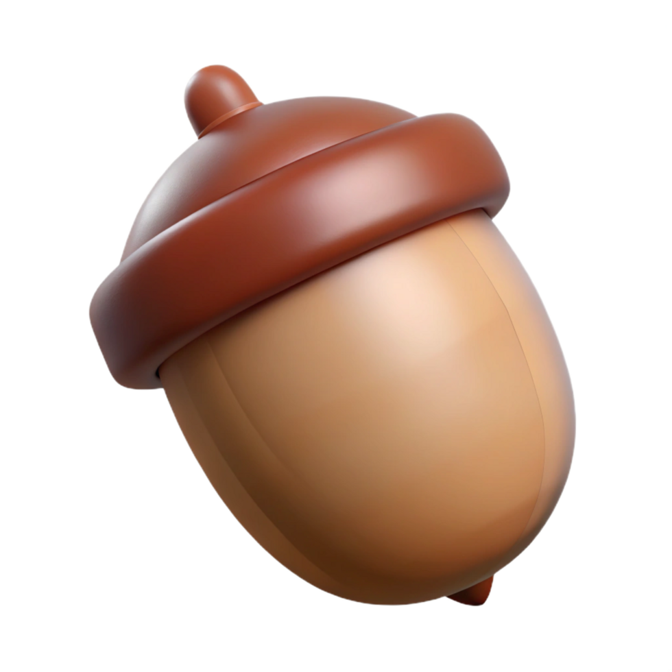 picturesque quintessential Brown acorn with cap NO BACKGROUND with Transparent Background. png
