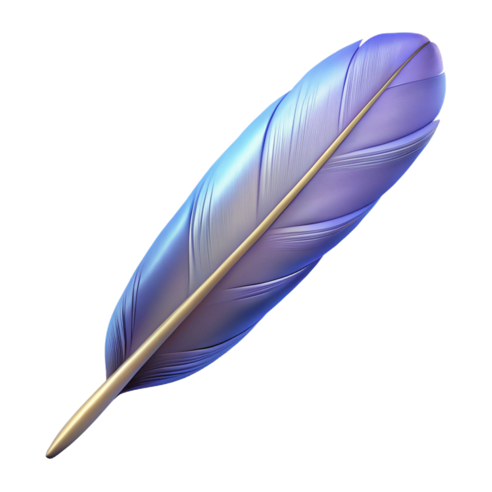 peaceful glorious Single feather NO BACKGROUND with Transparent Background. flawless png