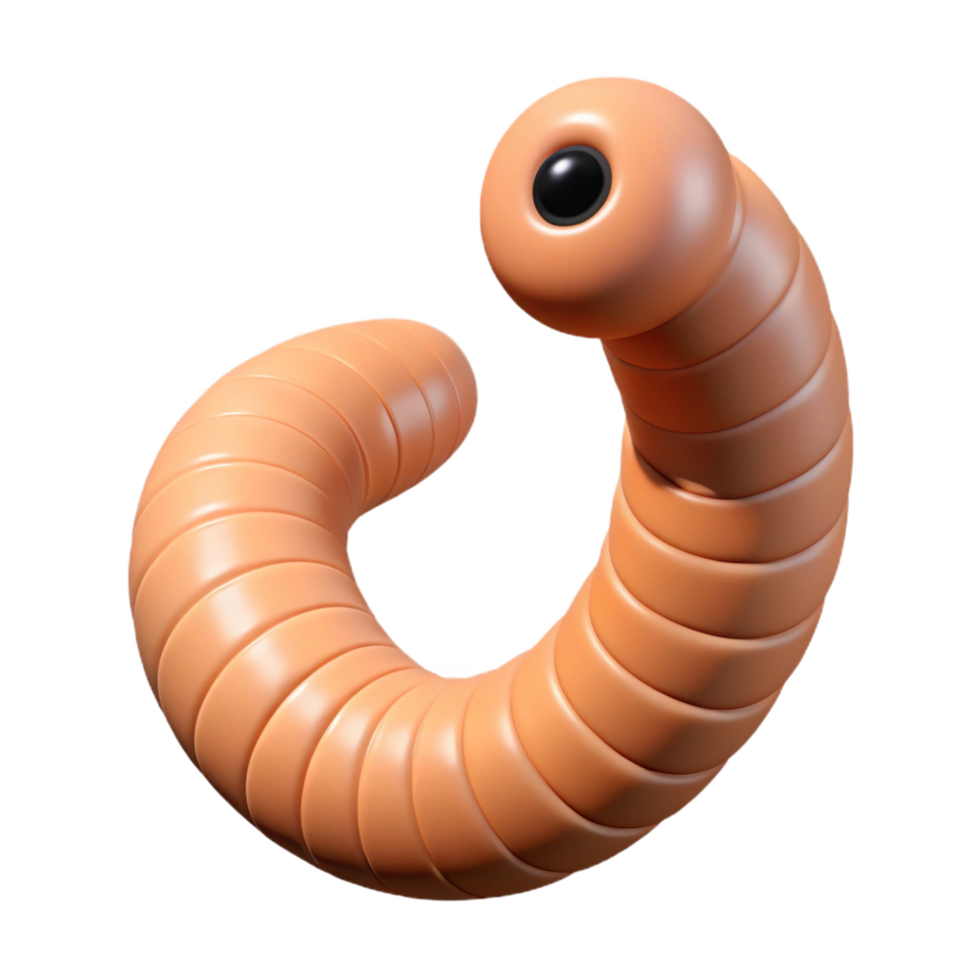 glorious energetic surreal Earthworm NO BACKGROUND with Transparent Background. flawless png
