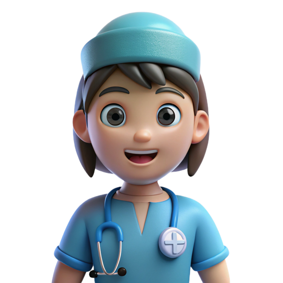 radiant acclaimed Nurse wearing scrubs, NO BACKGROUND with Transparent Background. png