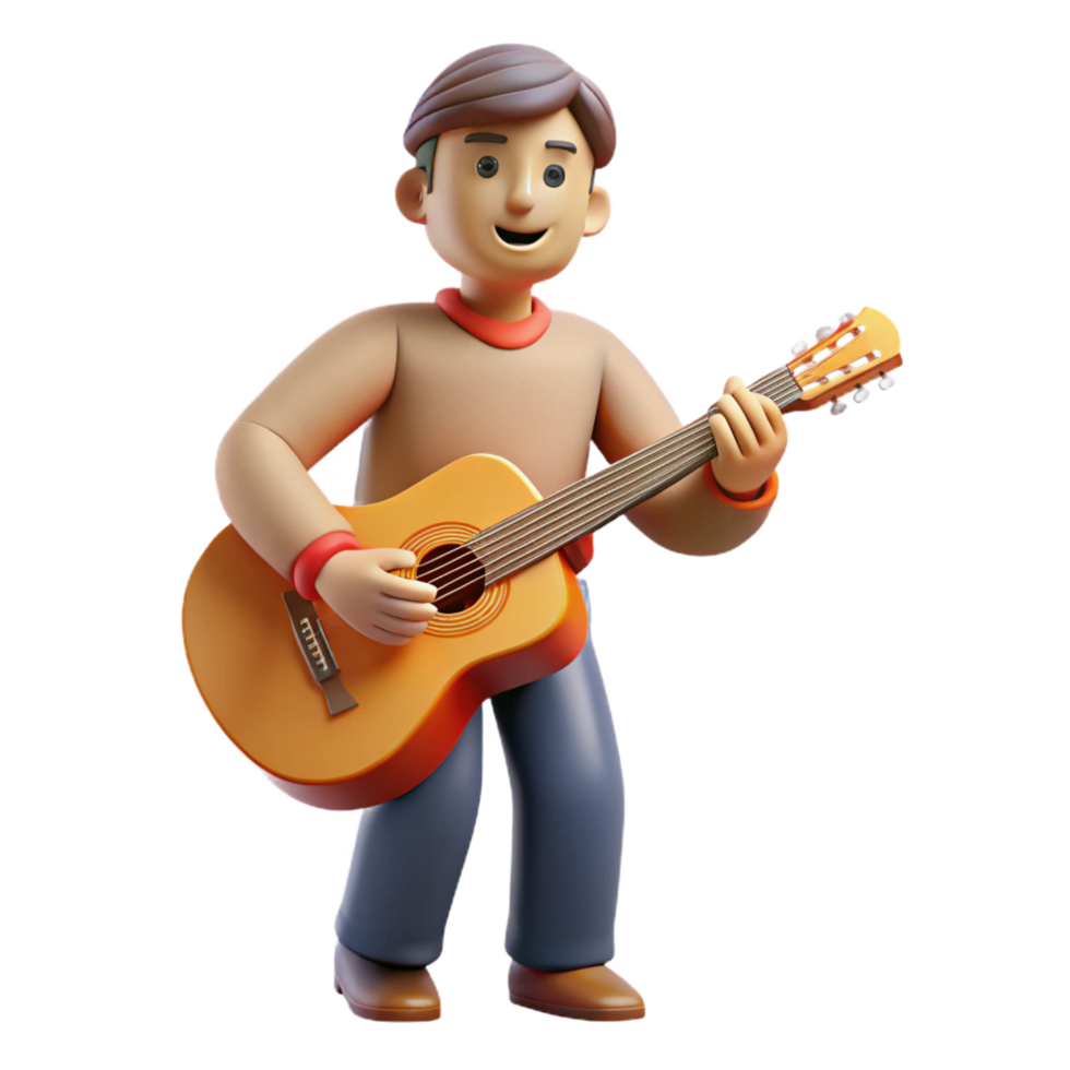 stunning exceptional Musician playing a guitar, NO BACKGROUND with Transparent Background. png