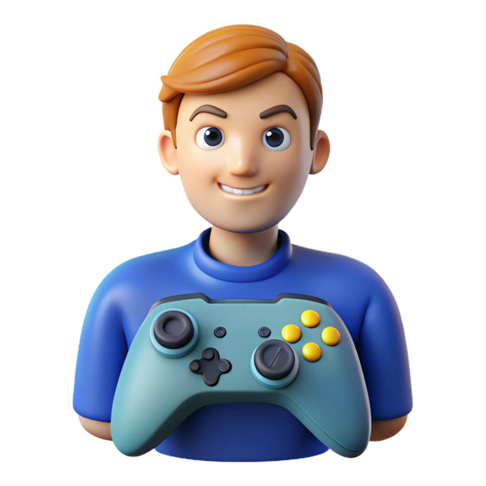 spectacular unparalleled Gamer with a controller, NO BACKGROUND with Transparent Background. png