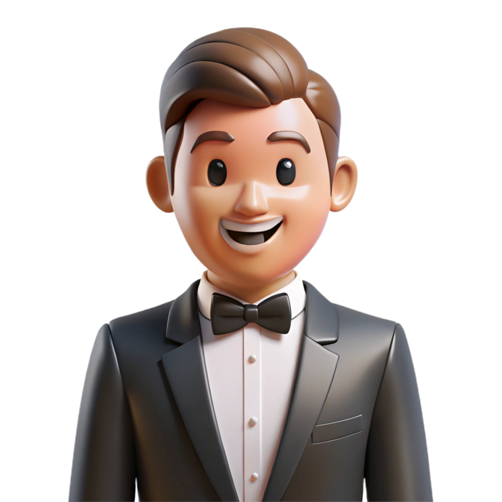 playful elegant Groom in a tuxedo, NO BACKGROUND with Transparent Background. elite png
