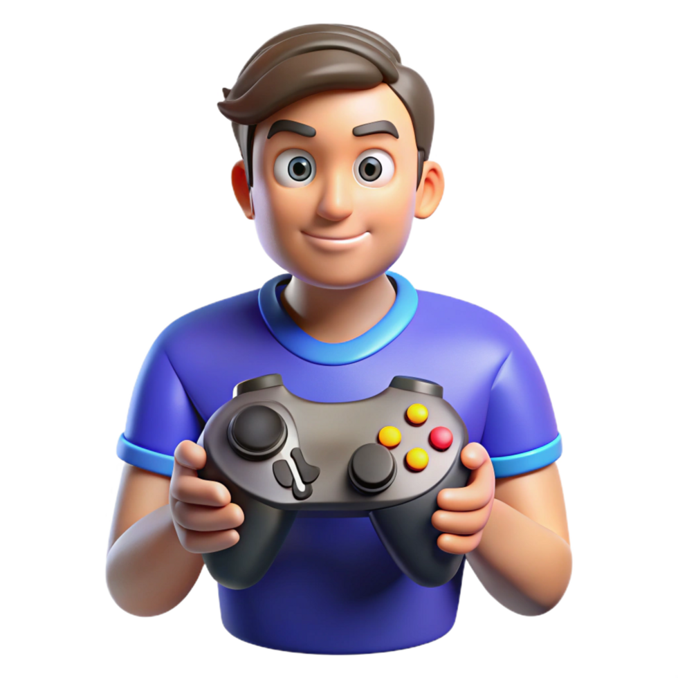 striking unforgettable Gamer with a controller, NO BACKGROUND with Transparent Background. png