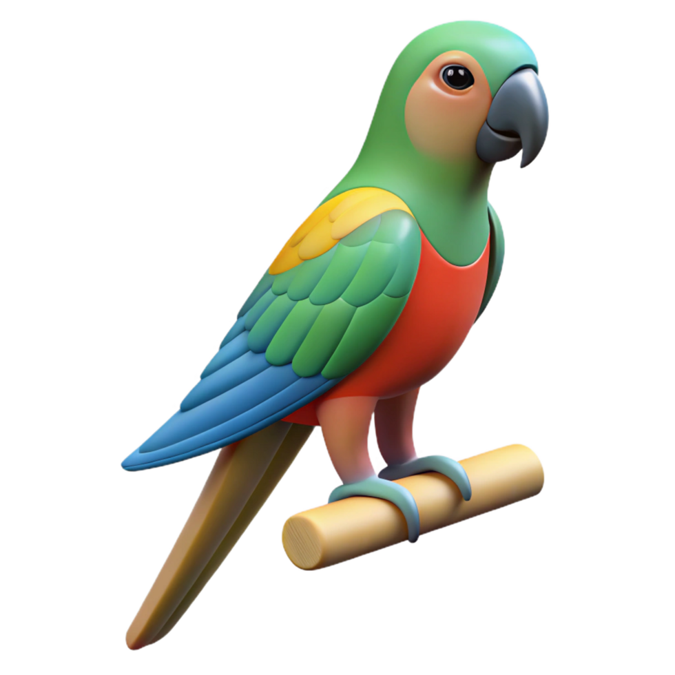 majestic quintessential Parrot on a perch just the parrot, NO BACKGROUND with Transparent Background. png
