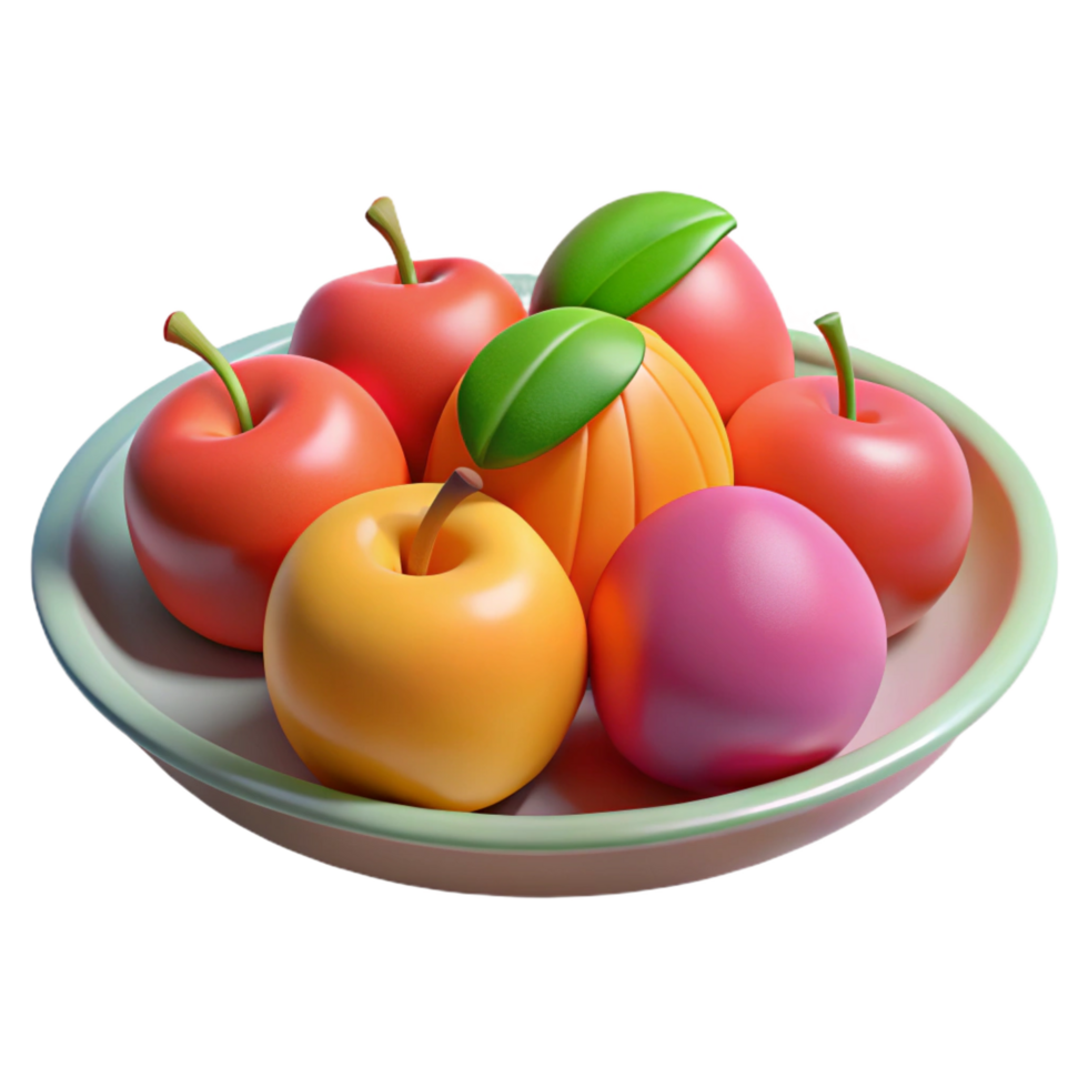 magnificent artistic Plate of fresh fruit, NO BACKGROUND with Transparent Background. authentic png