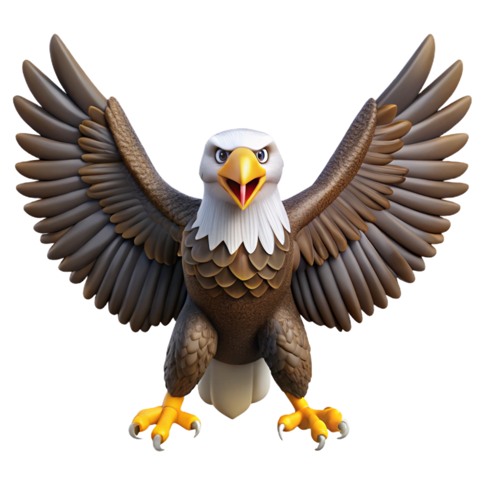 impressive timeless A majestic bald eagle, wings spread wide. NO BACKGROUND with Transparent Background. png