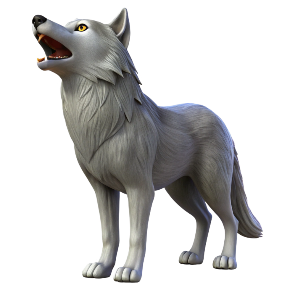 mesmerizing victorian A howling gray wolf, facing forward. NO BACKGROUND with Transparent Background. sharp png