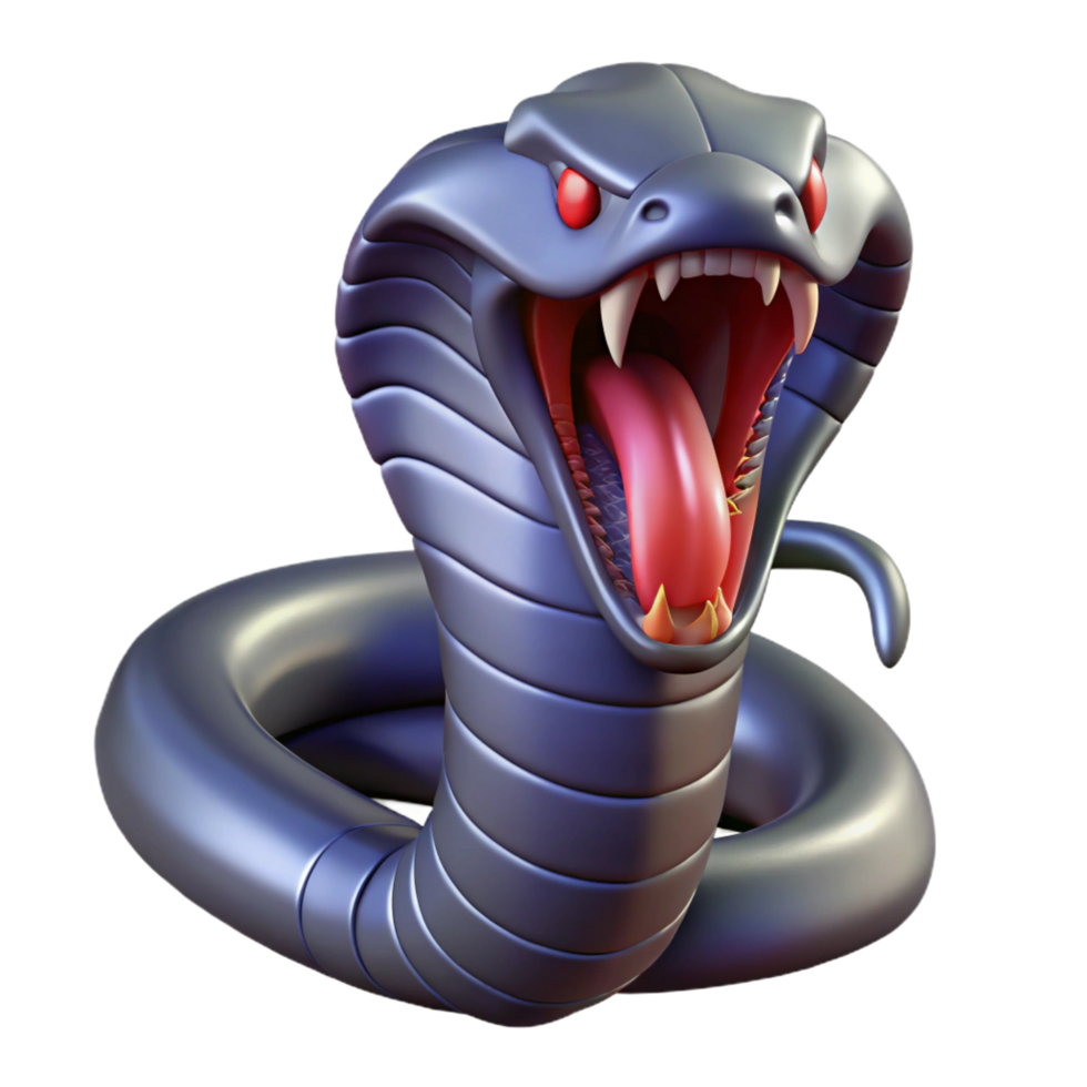 nostalgic dramatic A hissing cobra, hood expanded. NO BACKGROUND with Transparent Background. luxury png