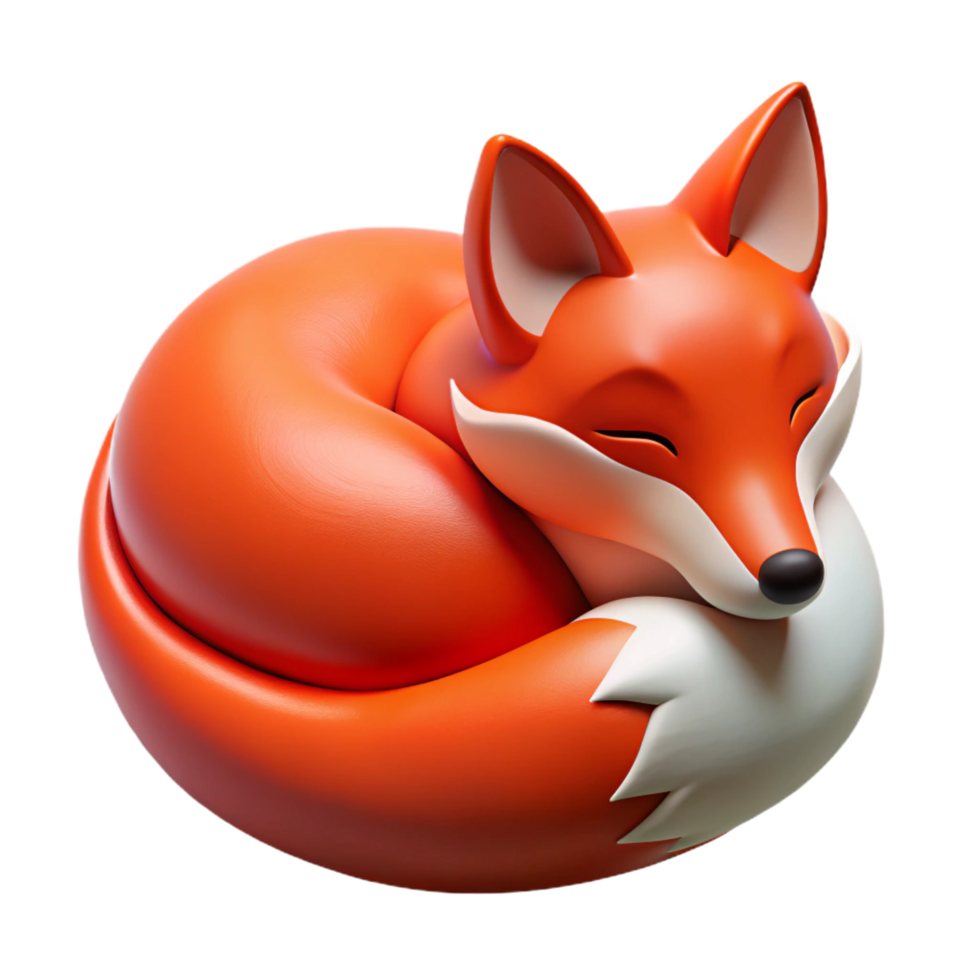 serene futuristic A resting red fox, curled up. NO BACKGROUND with Transparent Background. crisp png