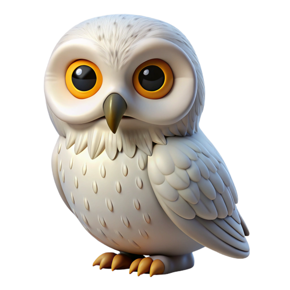 memorable geometric A perched snowy owl, eyes wide. NO BACKGROUND with Transparent Background. expertly shot png