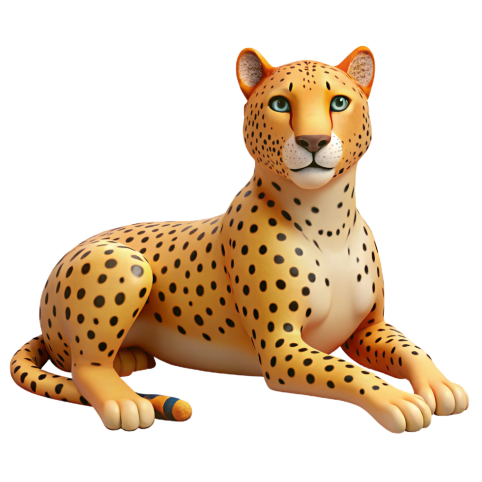 radiant dramatic renaissance A lounging cheetah, relaxed pose. NO BACKGROUND with Transparent Background. luxury png