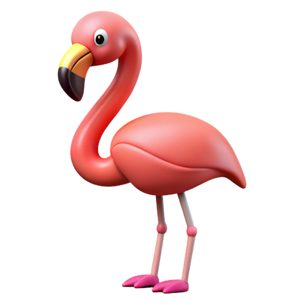 mesmerizing rare A flamingo, standing on one leg. NO BACKGROUND with Transparent Background. png