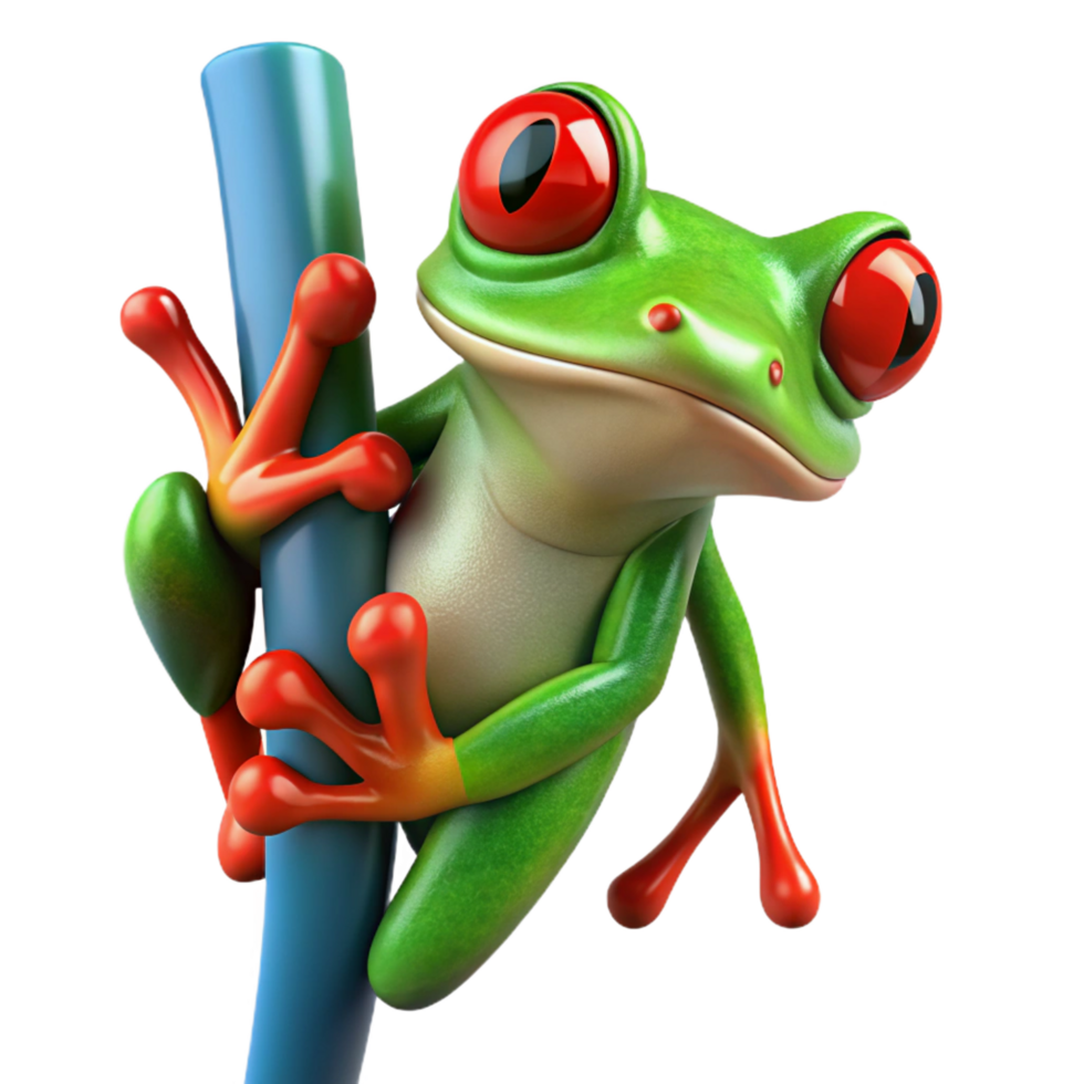 melancholic magnificent A red-eyed tree frog, clinging. NO BACKGROUND with Transparent Background. handcrafted png