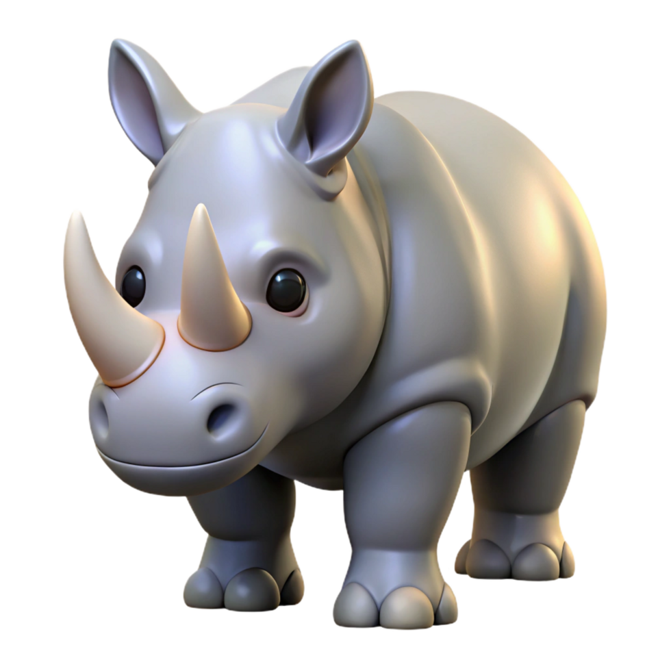 splendid organic A rhinoceros, head lowered. NO BACKGROUND with Transparent Background. authentic png