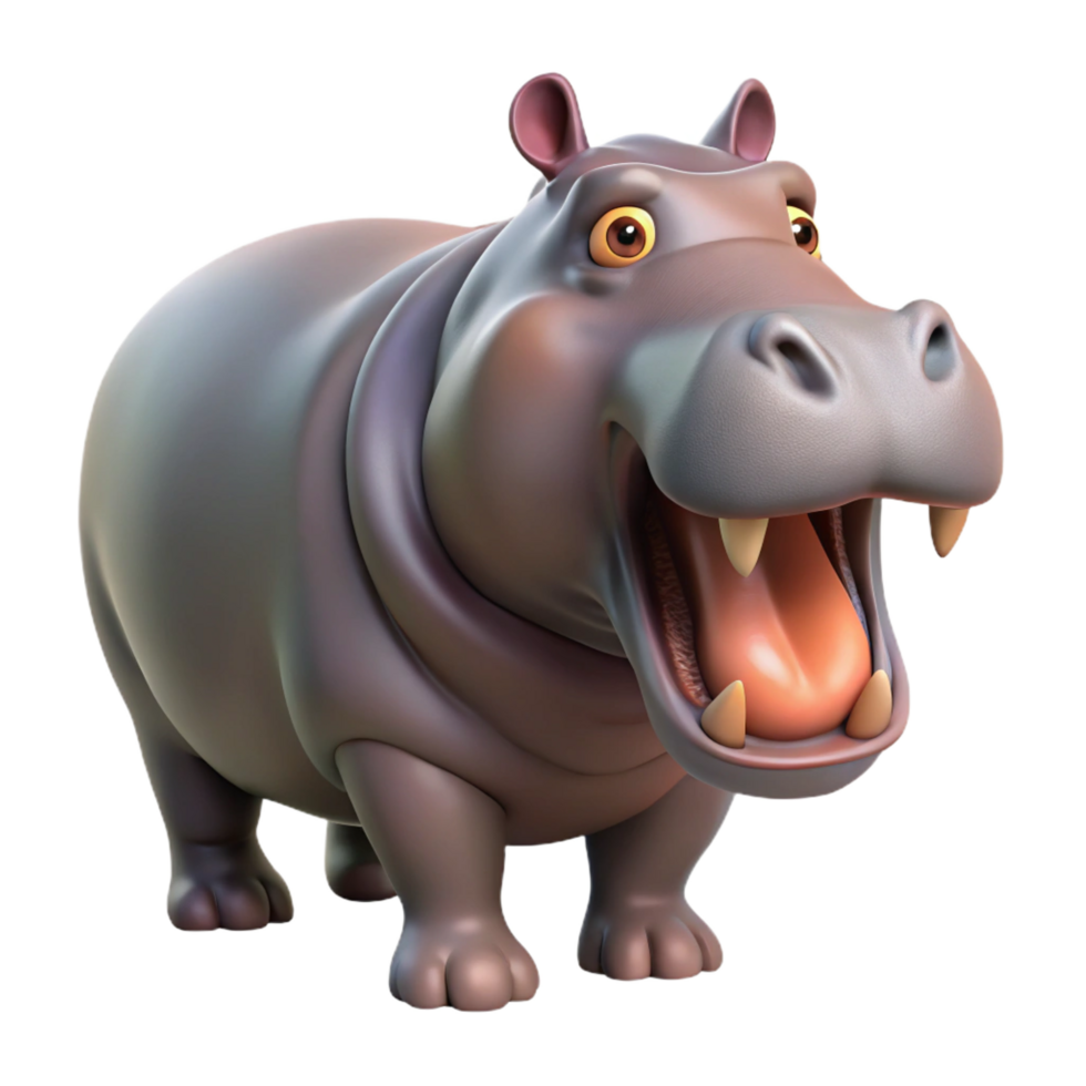 vibrant coastal A hippopotamus, mouth open. NO BACKGROUND with Transparent Background. gallery standard png