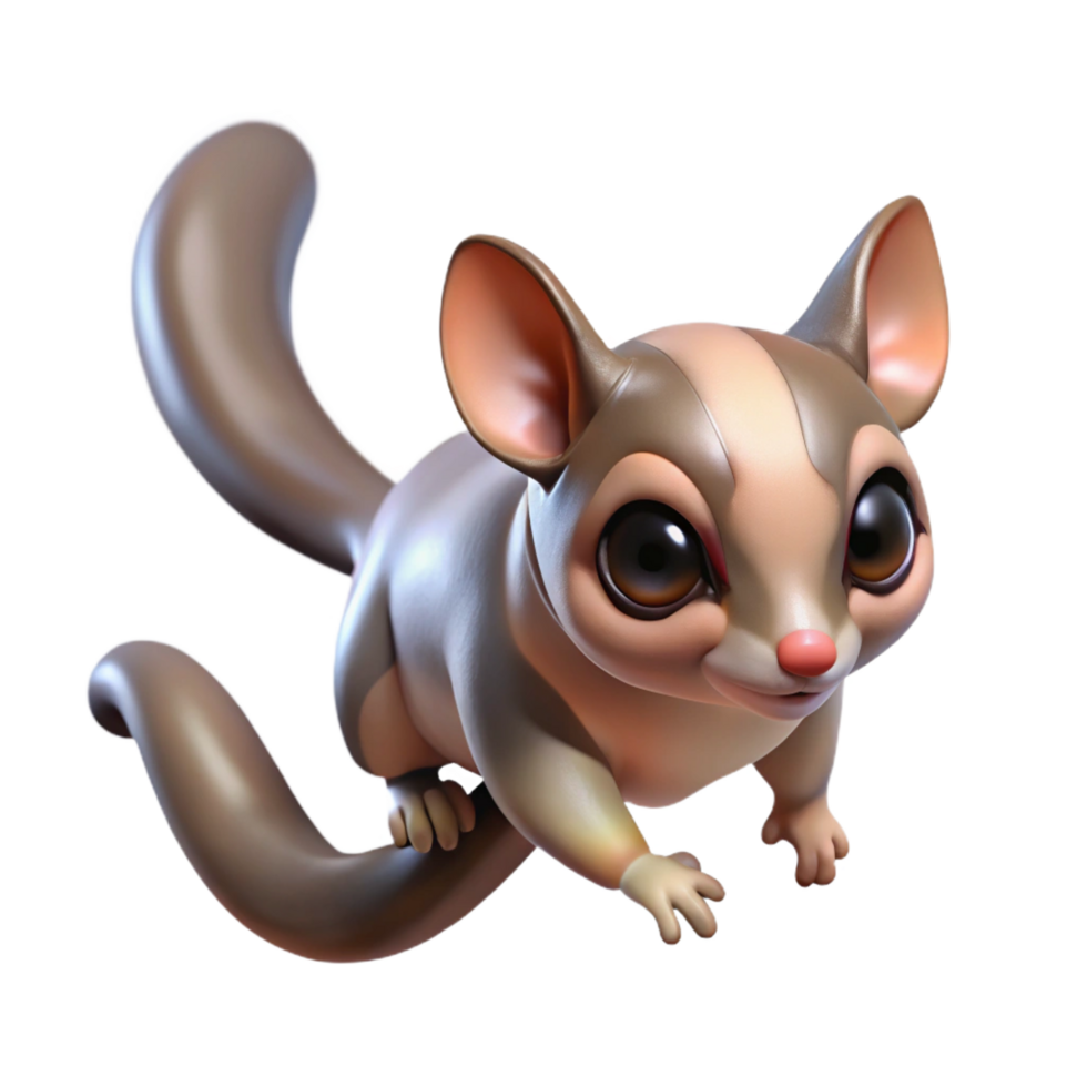 serene memorable A sugar glider, gliding no visible gliding apparatus. NO BACKGROUND with Transparent Background. png